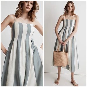 NWT Madewell Blue and White Striped Midi Dress